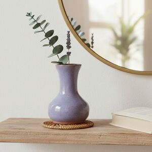 Handmade Studio Pottery Lavender Speckled Bud Vase Organic Modern Artisan 4.5" H